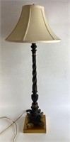 Wood Lamp with Gilt Rabbit Accents & Shade