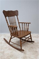 Wood Rocking Chair with Carved Backer