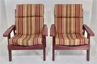 Pr. Redwood stained lounge chairs, each has