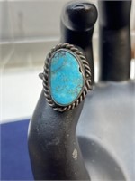 Size 6 sterling silver ring turquoise