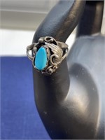 Size 8 sterling silver ring turquoise