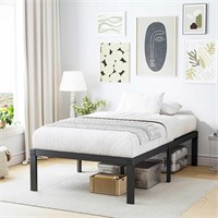 Uliesc Twin Size Bed Frame, 14 Inch High Sleek and