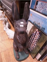 Concrete painted yard ornament of rabbit, 28" high