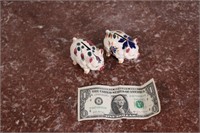 Pair Small Ceramic Piggy Bank Occupied Japan