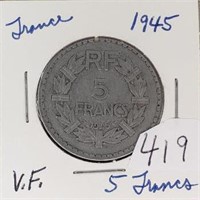 1945 France 5 Francs VF