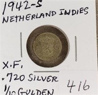 1942S Netherland Indies 1/10 Guiden XF-0.720