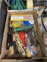 Plastic anchor kit, tin snips, engraver, and knife