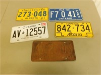5 Collectable Canadian licence plates