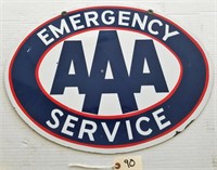 "AAA EMEGENCY SERVICE" OVAL PORCELAIN SIGN