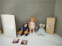 2 PORCELAIN COLLECTOR DOLLS & MOVABLE DOLL