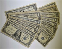 22pc $1.00 SILVER CERTIFICATES CIRC