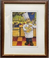 Colorful Chef Art Print Under Glass