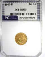 1925-D Gold $2.50 MS65 LISTS $2150