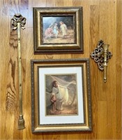 Sconce and Framed Wall Art