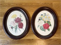 Oval Wooden Framed Floral Wall Art