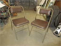 Two soft padded foldable chairs vintage