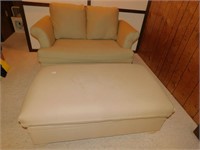 OTTOMAN AND LOVE SEAT; OTTOMAN OPENS FOR STORAGE