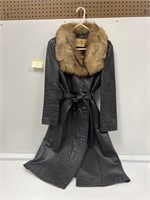 Vtg Stix Baer & Fuller Leather & Suede Trench Coat