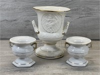 GOLD CASTLE JAPAN CERAMIC PORCELAIN URNS PLANTERS