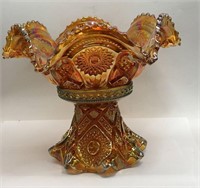 Carnival Glass 2 Piece Punch Bowl