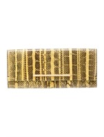 Brian Atwood Ylw Python Striped Gold-tone Clutch