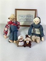 Country Folk Art Figurines & Frame