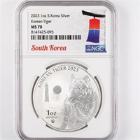 2023 Silver 1oz Korean Tiger NGC MS70