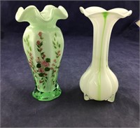 Possibly Fenton Mint Green Hand Painted Cased