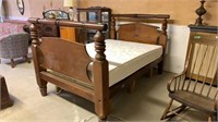 Antique 3/4 Heavy wood bed with custom made