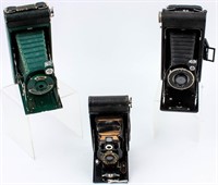 Lot of 3 Vintage Folding Bellows Kodak Cameras