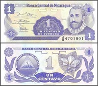 Lot - 100 x Nicaragua 1 Centavos, 1991, P-167, UNC