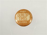 EARLY CELLULOID DUNLOP TIRES BICYCLE ADV. BUTTON