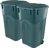 $90  32 Gal Wheeled Outdoor Garbage Can  2 Pack