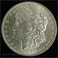 1891-CC Silv Morgan $1 VAM 3 spitting Eagle BU P/L