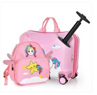 2 Pieces 18 Inch Ride-on Kids Luggage Set