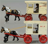 TWO HORSE DRAWN DELIVERY WAGONS