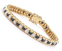 Black Sapphire & Diamonds 18K GP Bracelet