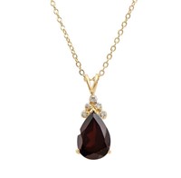 Garnet andd Diamonds 18K Gold Plated Necklace