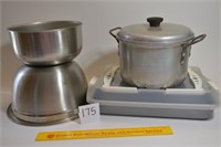 Covered Cake Taker- 2 Stainless Mixing Bowls &