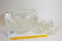 Large Cut Glass Crystal Punch Bowl w/Plastic