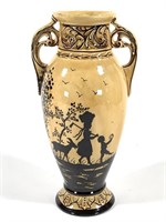 Erphila Art Pottery Czech Vase, Children w Goat