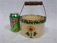 Roseville OH Sunflower Crock WIth Handle