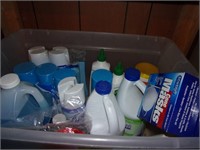 Plastic Tote Filled W/ Misc. Cleaners-Lysol