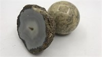 Polished Geode & Marble Sphere