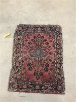 Early hand done entryway rug. 24 x 34