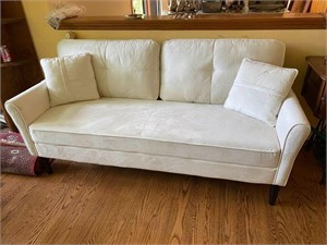 White Plush Velvet Loveseat Sofa