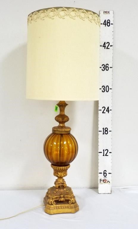 Amber Glass Ball Lamp
