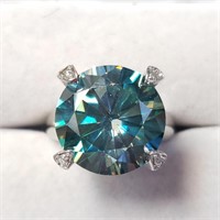 Certfied10K  Greenish Blue Moissanite(9ct) Diamond