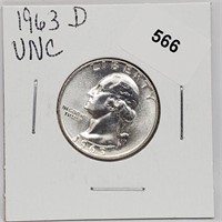 1963-D UNC 90% Silver Wash Quarter