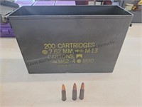 Metal Ammo can with 7.62x39, 3 different bullets,